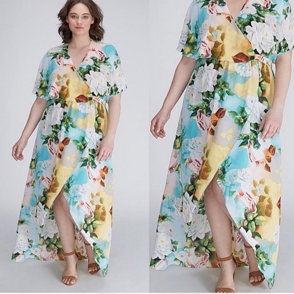 Melissa McCarthy Seven7 Floral Tulip Hem Dress - Size 1X